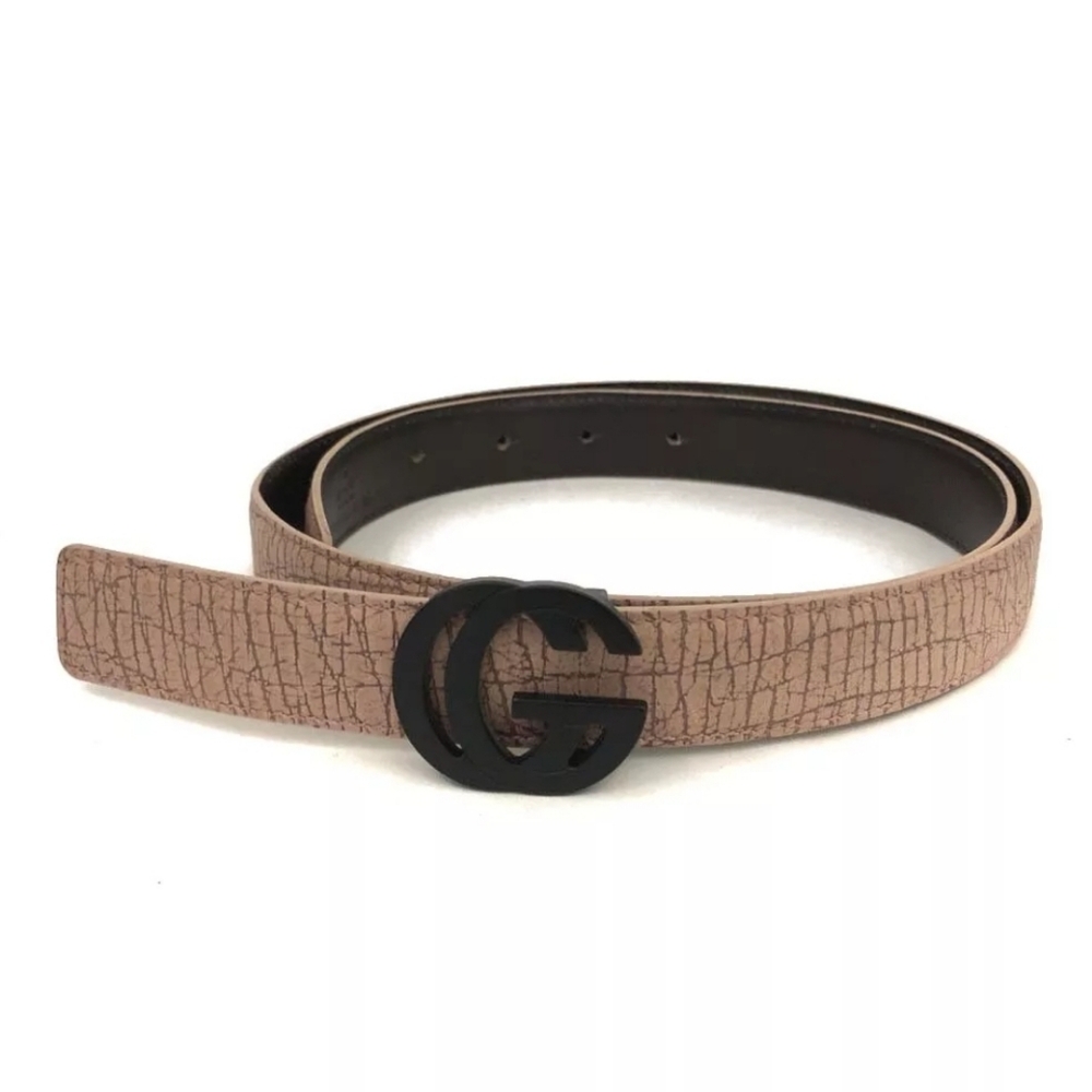 GUCCI GG Logo Buckle Leather Belt - Versatile Brown & Black, Size 80cm